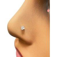 Raina Jewels Women's 18ct Gold Princess Diamond Nose Stud Pin 0.07ct 4 claw 2.8mm in Yellow