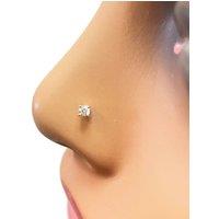 Raina Jewels Women's 18ct Gold Princess Diamond Nose Stud Pin 0.07ct 4 claw 2.8mm in White