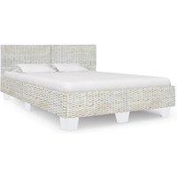 Bed Frame Grey Natural Rattan 160x200 cm