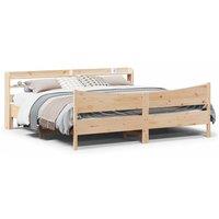 Berkfield Home Bed Frame with Headboard 180x200 cm Super King Solid Wood Pine in Brown