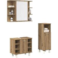 Berkfield Home 3 Piece Bathroom Furniture Set Artisan Oak Engineered Wood in Brown