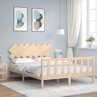 Bed Frame with Headboard 140x190 cm Solid Wood