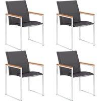 Berkfield Home Garden Chairs 4 pcs Textilene & Stainless Steel Grey