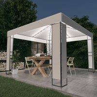 Berkfield Home Gazebo with Double Roof&LED String Lights 3x3 m White
