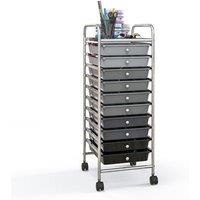 Costway 10 Drawers Storage Trolley Mobile Rolling Utility Cart Home Office Organizer in Grey