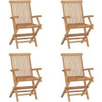 Berkfield Home Folding Garden Chairs 4 pcs Solid Teak Wood in Brown