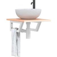 Berkfield Home Basin Shelf Wall Mounted Steel & Solid Wood Oak in Brown