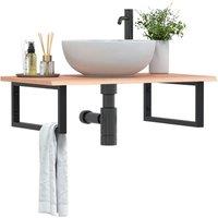 Berkfield Home Basin Shelf Wall Mounted Steel & Solid Wood Oak in Brown