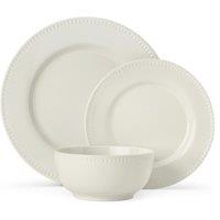 Mikasa Cranborne 12-Piece Stoneware Dinner Set, Cream in White
