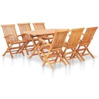 7 Piece Folding Outdoor Dining Set Solid Teak Wood