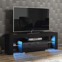 Mex Furniture LTD TV Unit with LED Lighting & Gloss Doors / 130cm in Black