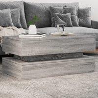 Coffee Table with LED Lights Grey Sonoma 90x50x40 cm