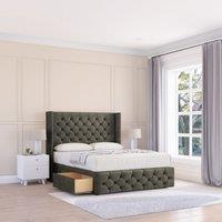 Luthor Dumfries Wingback Bed Set ,2 Drawers & 54" Floor Standing Headboard