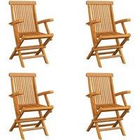 Berkfield Home Folding Garden Chairs 4 pcs Solid Teak Wood in Brown