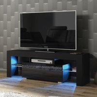 Creative Furniture Floe TV Unit 130cm - A Sleek & Elegant Cabinet with Gloss Doors & LED Lights in Black