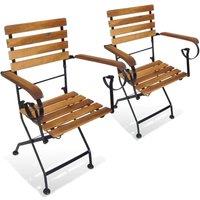 Berkfield Home Folding Garden Chairs 2 pcs Steel & Solid Acacia Wood in Brown
