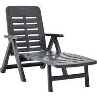 Berkfield Home Folding Sun Lounger Plastic Anthracite in Black