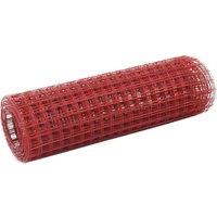 Berkfield Home Chicken Wire Fence Steel with PVC Coating 25x0.5 m Red