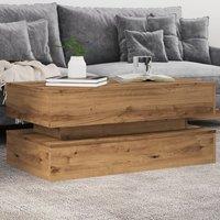 Berkfield Home Coffee Table with LED Lights Artisian Oak 90x50x40 cm in Brown | Size: 90 x 50 x 40 cm