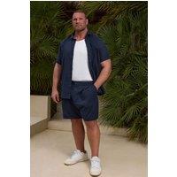 BadRhino Men's Elasticated Linen Shorts in Dark Navy | Size: 2XL