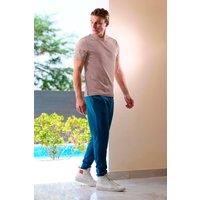 Enorsia Men's Soft Cotton Design Rib T-shirt in Cream | Size: Small
