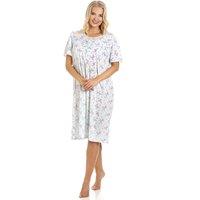 Camille Women's Classic Short Sleeve Floral Nightdress in Aqua | Size: 10-12