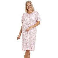 Camille Women's Classic Short Sleeve Floral Nightdress in Pink | Size: 10-12