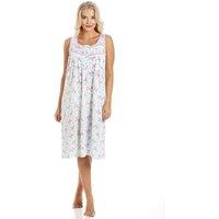 Camille Women's Floral Lightweight Sleeveless Summer Nightdress in Aqua | Size: 14-16