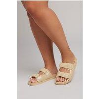 Yours Women's Woven Velcro Strap Sandals in Natural | Size: 5EEE