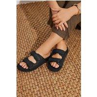 Yours Women's Woven Velcro Strap Sandals in Black | Size: 8EEE