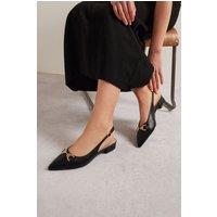 Long Tall Sally Women's Buckle Slingback Flats in Black | Size: 7