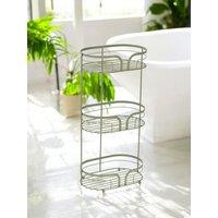 Showerdrape Dante Modern 3-Tier Floor Caddy - Bathroom Storage in White, Grey, Pink, Chrome, Black, Sage Green