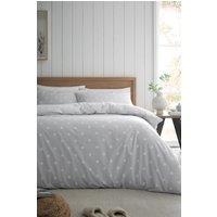 Catherine Lansfield 'Brushed Polka Dot' Cotton Reversible Duvet Cover Set in Grey | Size: Double