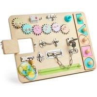 Dyzi Montessori Busy Board for Toddlers Sensory Toys for Preschool Motor Skills Development in Beige