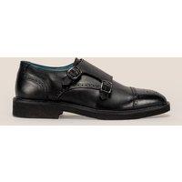 Oswin Hyde Men's Shelby Leather Monk Strap Brogues in Black | Size: 11