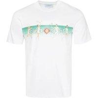 Casablanca Men's Playful Stripes Design White T-Shirt | Size: Large
