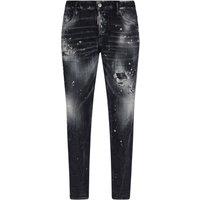 Skater Jean Paint Splatter Faded Black Wash Jeans