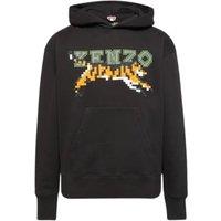 Kenzo Men's Paris Digital Tiger Design Black Hoodie | Size: Large