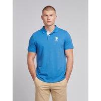 U.S. POLO ASSN. Men's Player 3 Pique Polo Shirt in Mid Blue | Size: 2XL