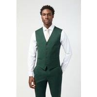 Slim Fit Italian Super 100''s Bottle Green Twill Waistcoat