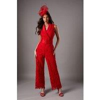 Lisa Tan Lace Belted Jumpsuit
