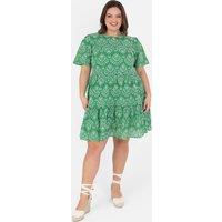 Lovedrobe Women's Angel Sleeve Tie Back Smock Mini Dress in Green | Size: 24