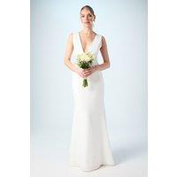 Coast Women's Honoured Premium Crepe Plunge Neck Fishtail Wedding Dress in Ivory | Size: 16