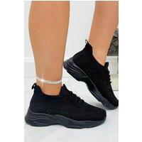 Love Lemonade Women's Crystal Comfort Flexi Trainers in Black | Size: 4
