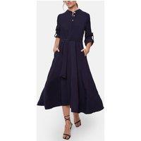 Roll Sleeve Midi Dress Navy