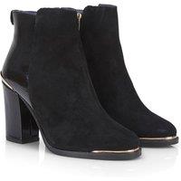 Amen Shoes Women's Alicia Suede Leather Block Heel Boots in Black | Size: 7