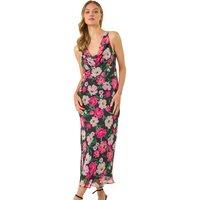 Floral Print Cowl Neck Midi Dress