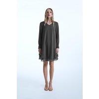 Long Sleeve Charcoal Wave Hem Dress