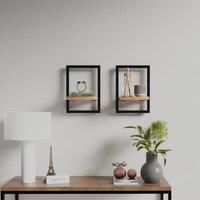 Berkfield Home Wall Shelves 2 pcs 25x25x35 cm Solid Wood Acacia & Steel in Brown | Size: 25 x 25 x 35 cm