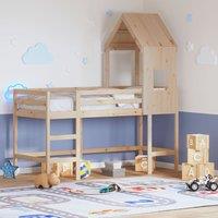 Berkfield Home Loft Bed with Ladder & Roof without Mattress 80x200 cm in Brown